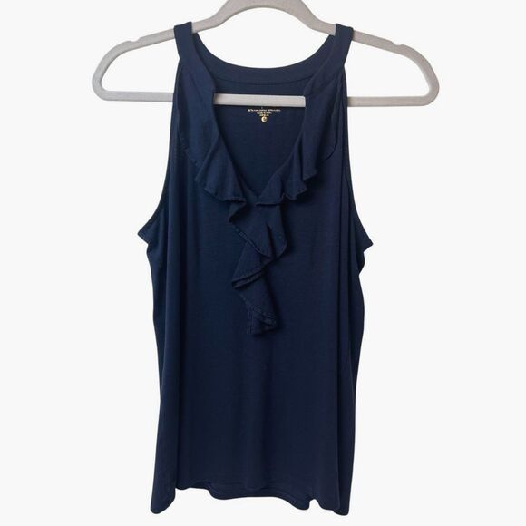 Lilly Pulitzer Navy Blue Shay Ruffled Tank Top S - Picture 1 of 5